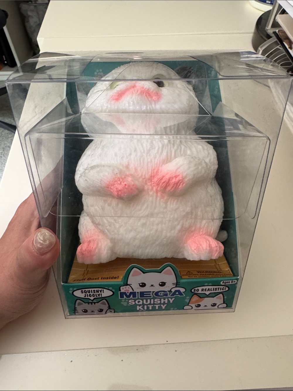 Zorbitz Mega Squishy Cat - White and gray with Pink Accents